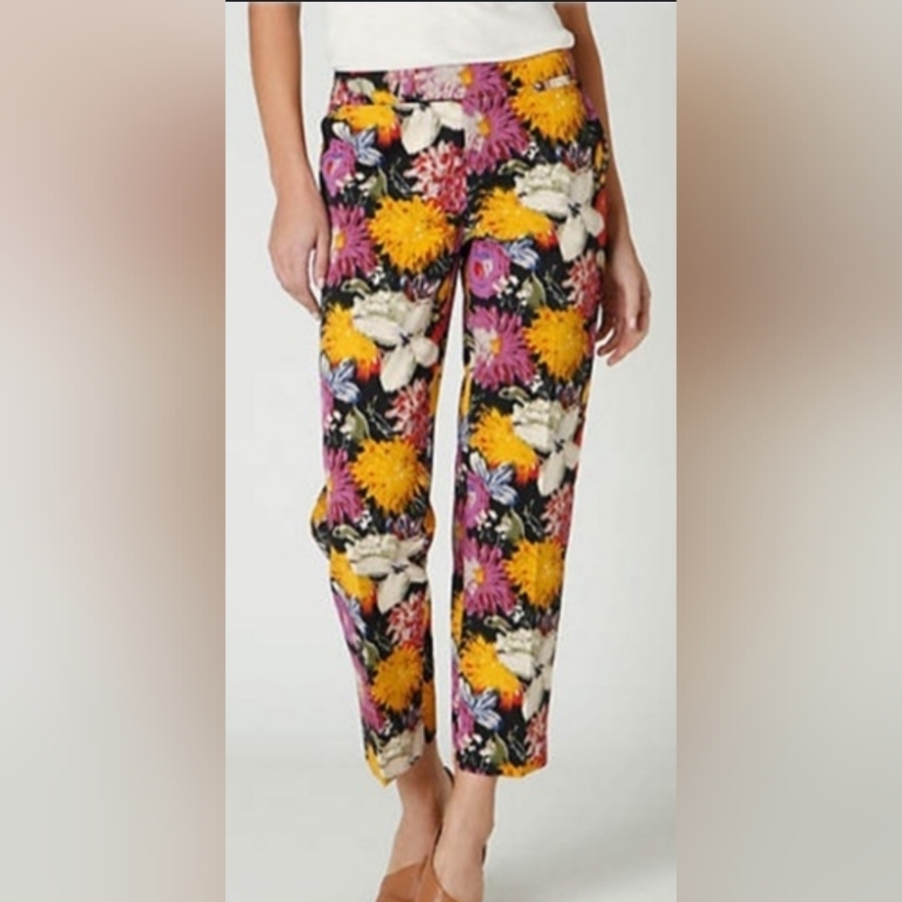 Anthropologie Elevenses Floral Tropica Crop Pant Sz 8
